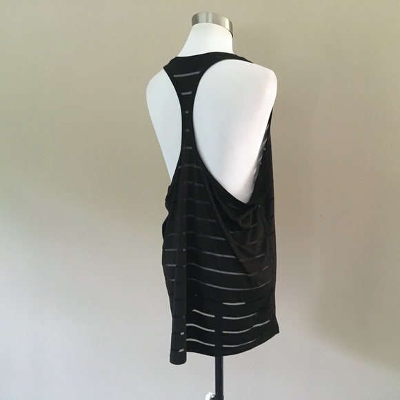 XL Black Sheer Striped Pullover DriWorks Top - Picture 4 of 7